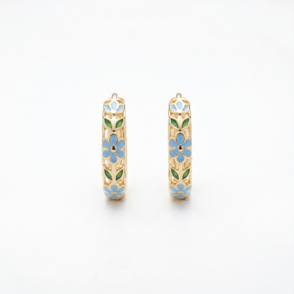 Orecchini Cerchio Fiore Oro 18K — 06-multi-angle-topdown
