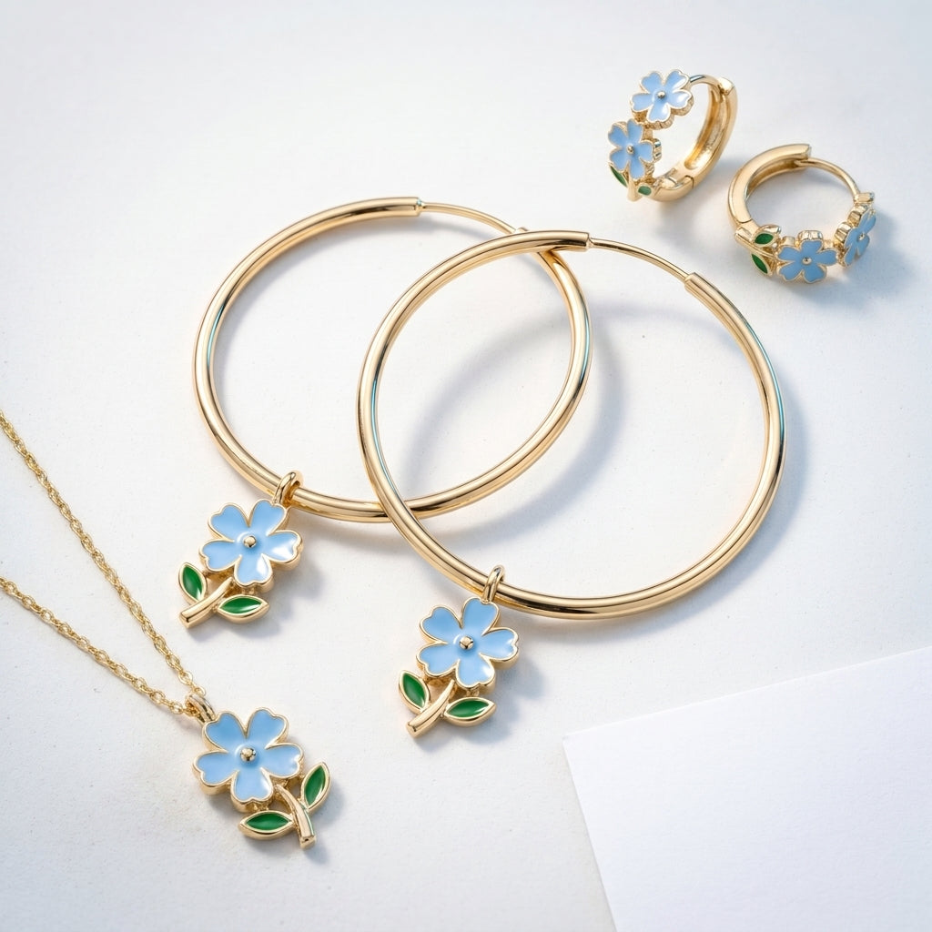 Orecchini Maxi Cerchio Fiore Oro 18K — 07-stack-styled