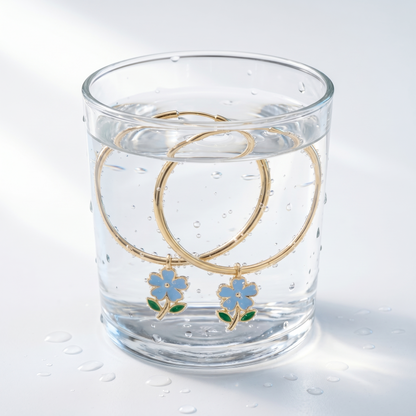 Orecchini Maxi Cerchio Fiore Oro 18K — 09-stress-proof