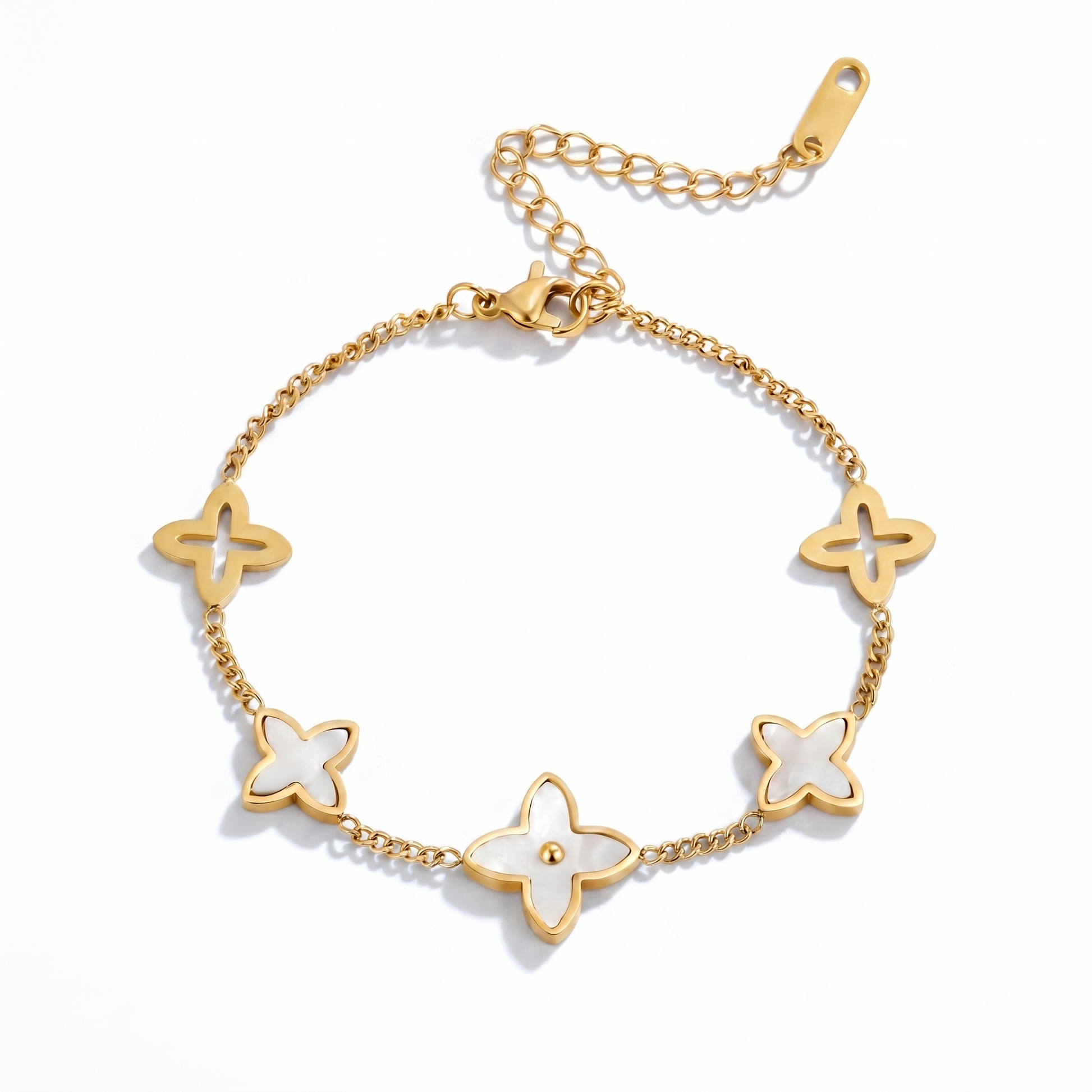 Bracciale Fiore Bianco Oro 18K — 06-multi-angle-topdown