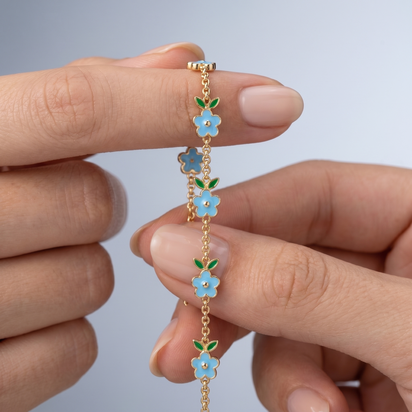 Bracciale Tennis Cerchio Fiore Oro 18K — 02-scale-reference