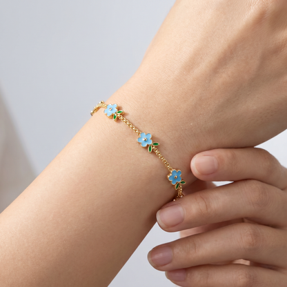 Bracciale Tennis Cerchio Fiore Oro 18K — 03-onbody-closeup