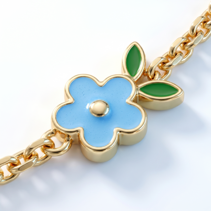 Bracciale Tennis Cerchio Fiore Oro 18K — 05-detail-macro