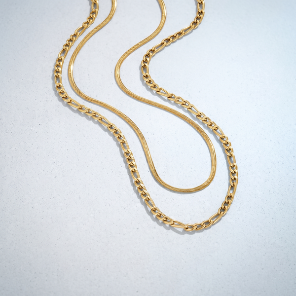 Collana Figaro Layered Oro 18K