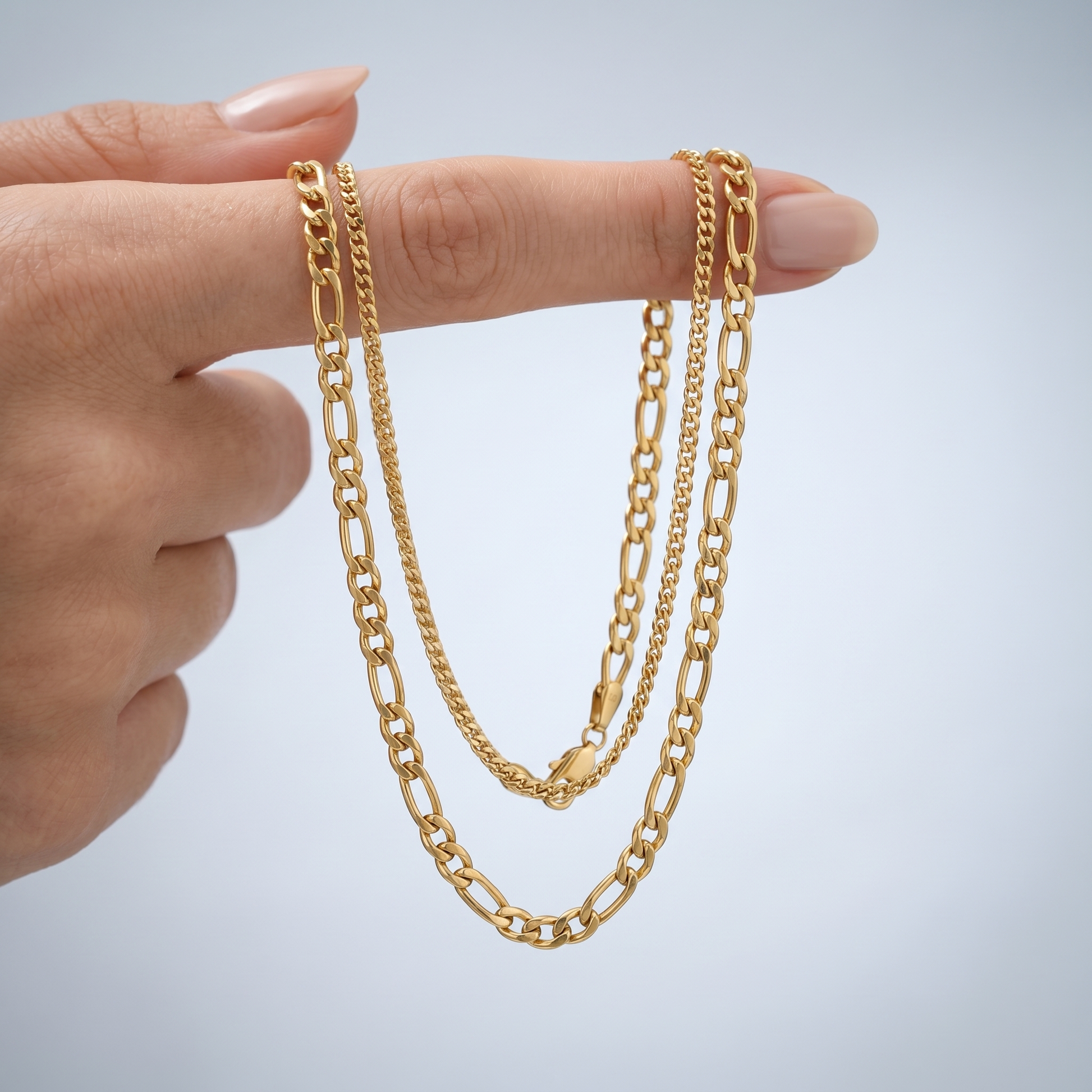 Collana Figaro Layered Oro 18K — 02-scale-reference