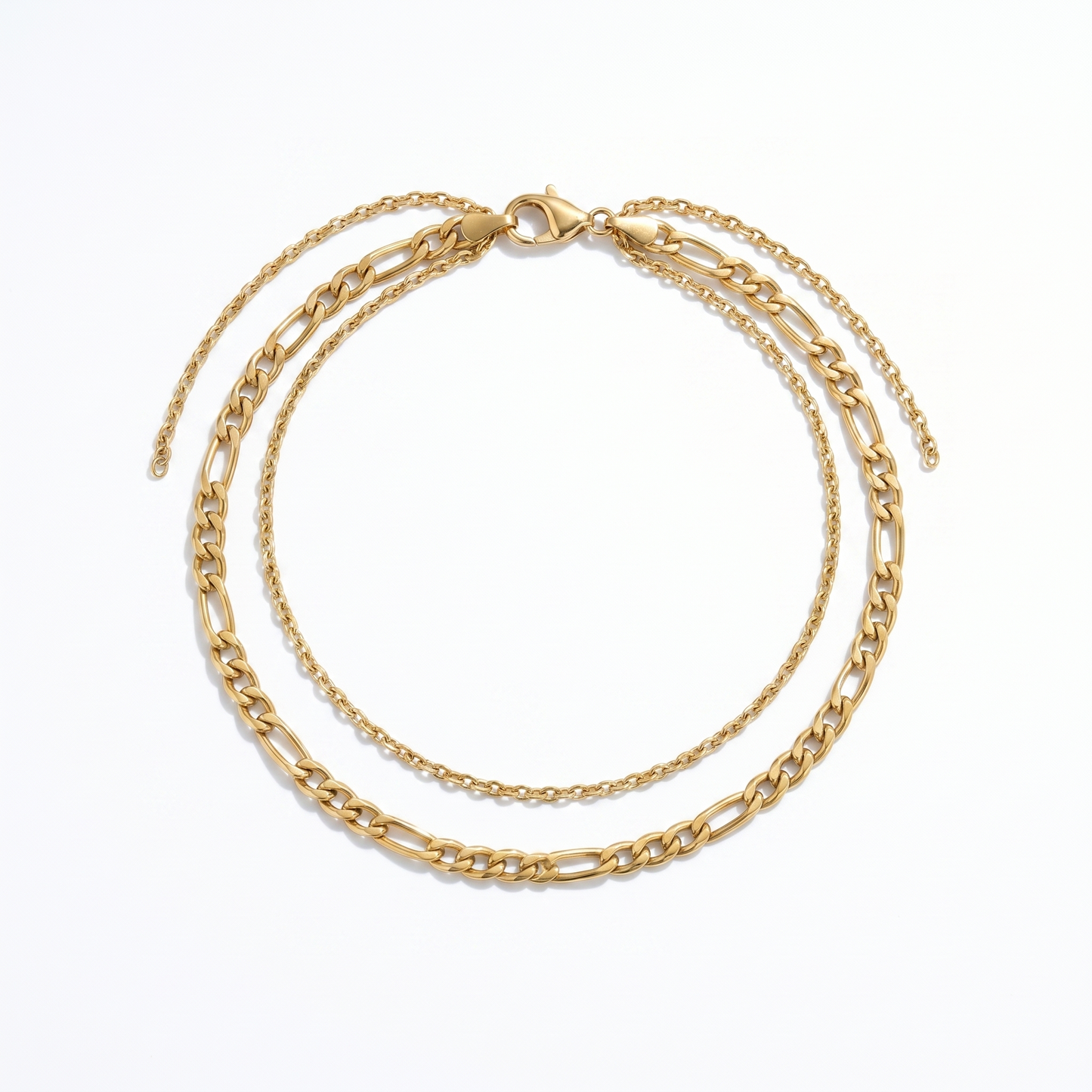 Collana Figaro Layered Oro 18K — 06-multi-angle-topdown