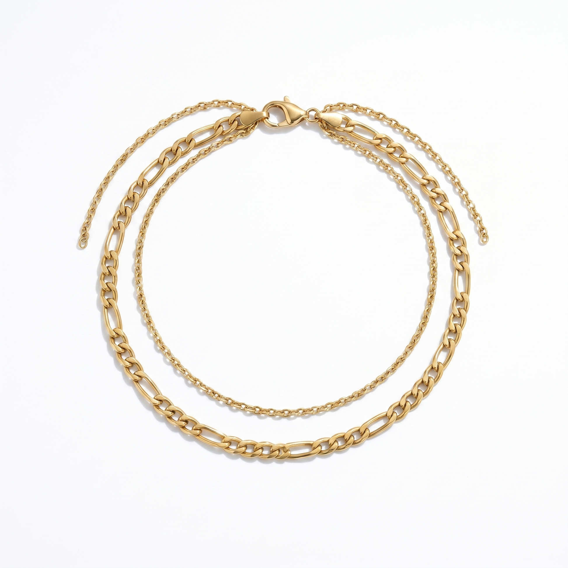 Collana Figaro Layered Oro 18K — 06-multi-angle-topdown