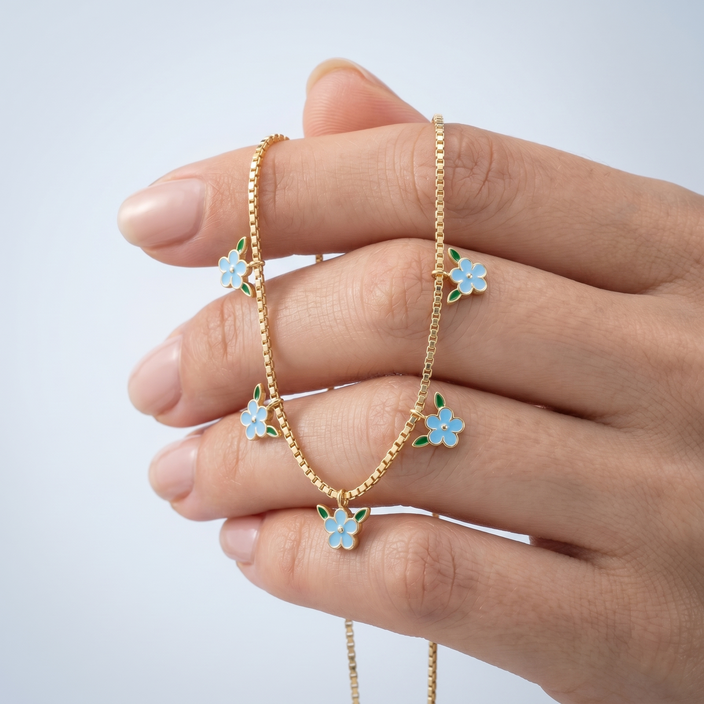 Collana Tennis Cerchio Fiore Oro 18K — 02-scale-reference