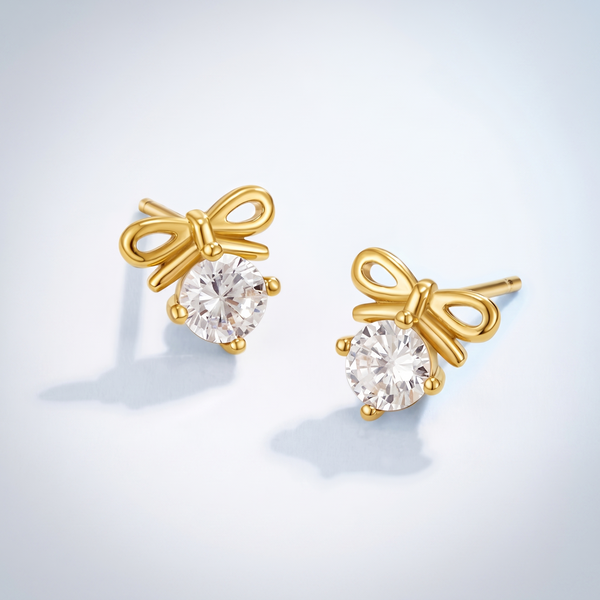 Orecchini Fiocco Cristallo Oro 18K