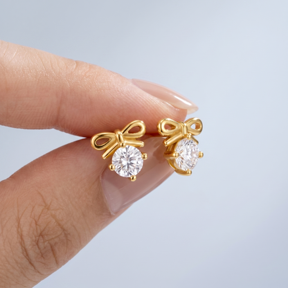 Orecchini Fiocco Cristallo Oro 18K — 02-scale-reference