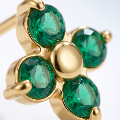 Orecchini Fiore Smeraldo Mini Oro 18K — 05-detail-macro