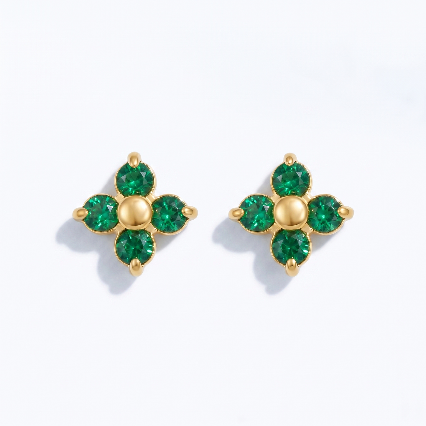 Orecchini Fiore Smeraldo Mini Oro 18K — 06-multi-angle-topdown