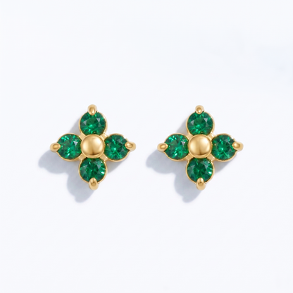 Orecchini Fiore Smeraldo Mini Oro 18K — 06-multi-angle-topdown
