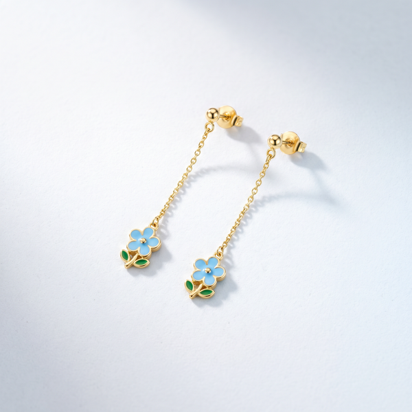 Orecchini Goccia Fiore Oro 18K