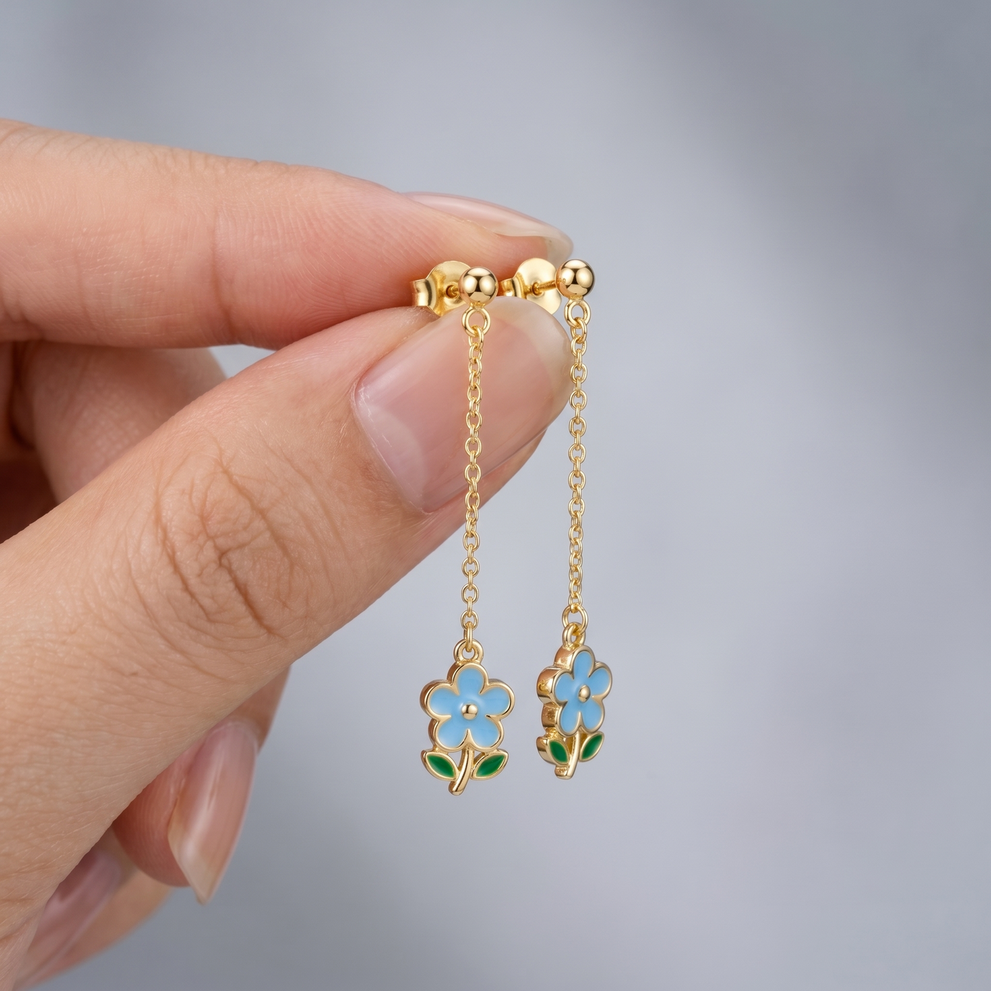 Orecchini Goccia Fiore Oro 18K — 02-scale-reference