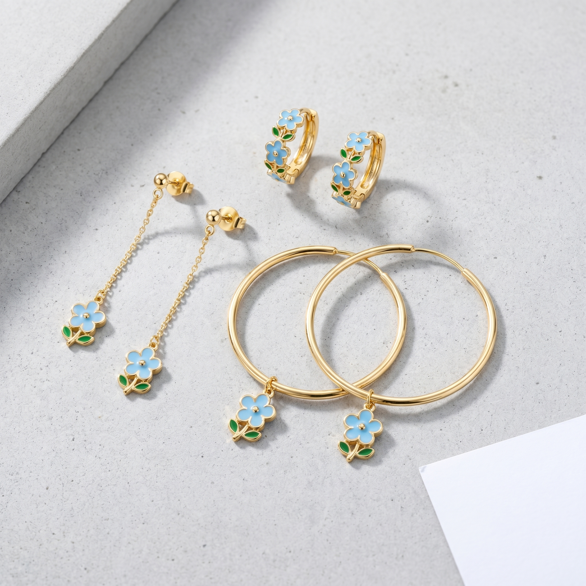 Orecchini Goccia Fiore Oro 18K — 07-stack-styled