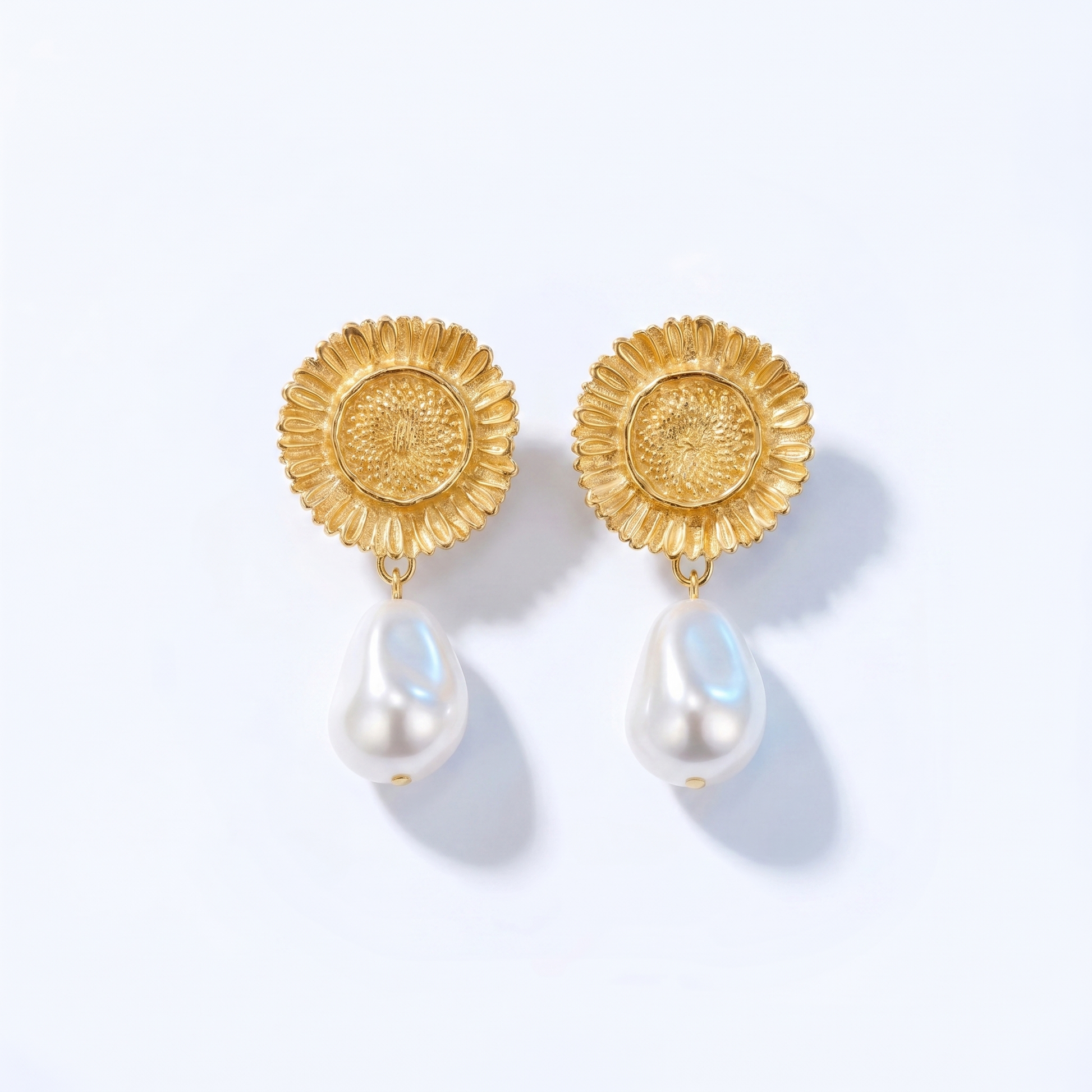 Orecchini Goccia Perla & Fiore Oro 18K — 06-multi-angle-topdown