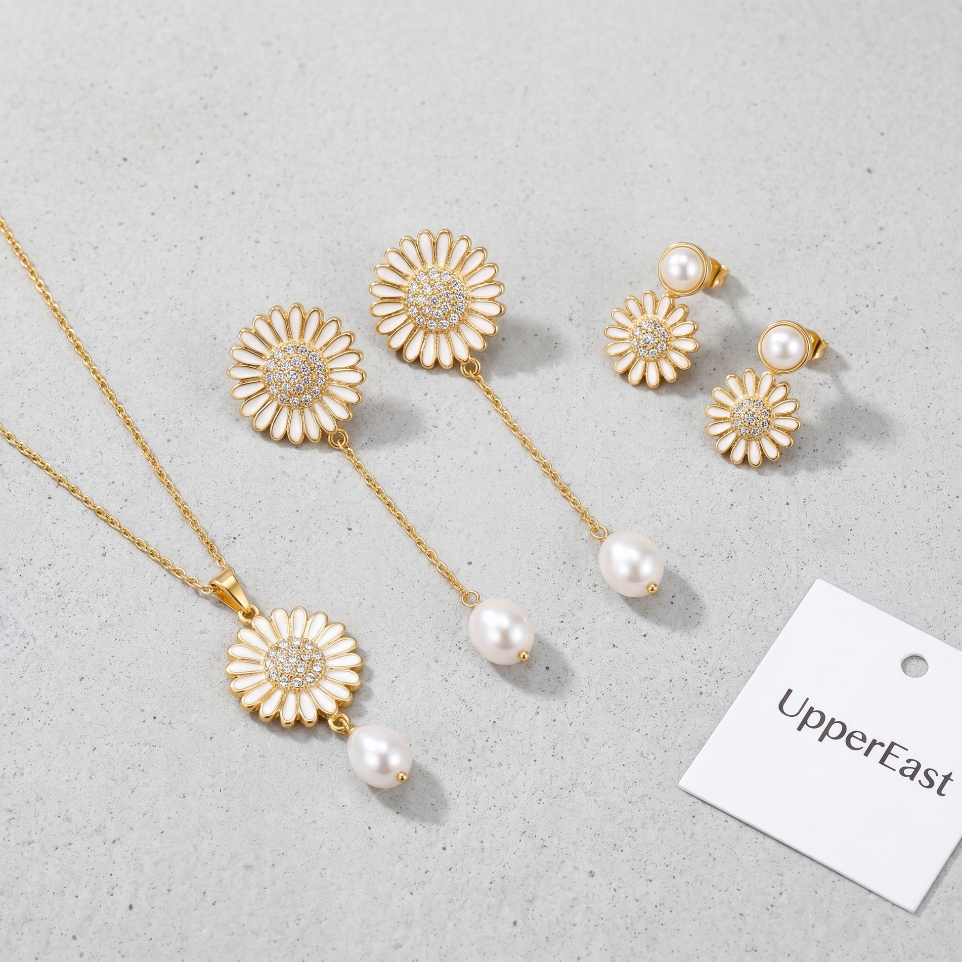 Orecchini Goccia Perla & Fiore Oro 18K — 07-stack-styled