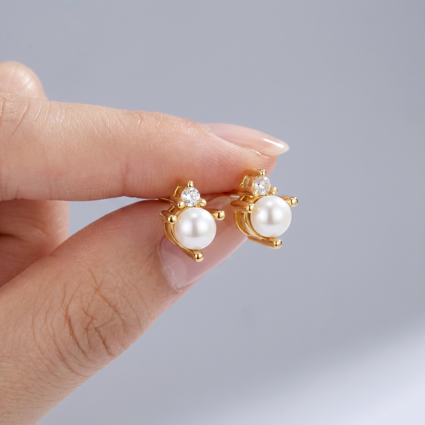 Orecchini Perla & Cristallo Oro 18K — 02-scale-reference